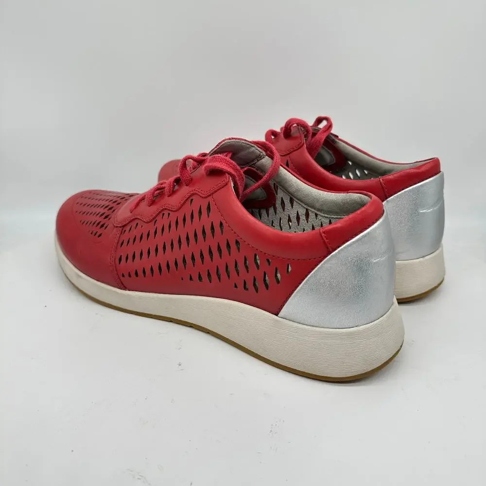 Dansko Charlie Red Leather Low Cut Fashion Sneaker Womens Size EU41 US 10